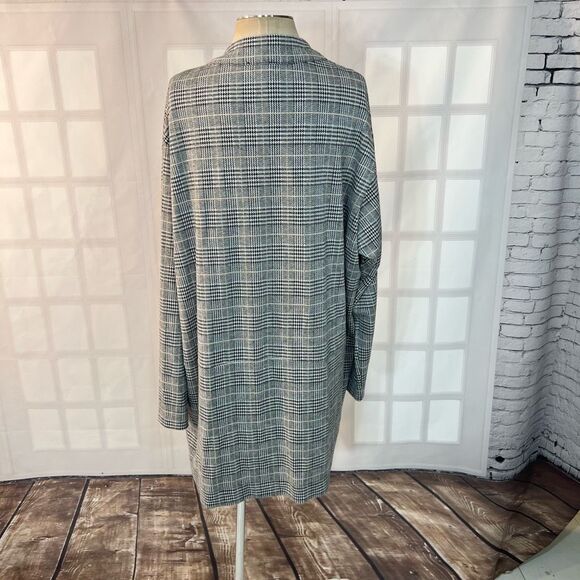 Express Gray Long Line Plaid Open Front Sweater Jacket Size XL - Picture 6 of 10
